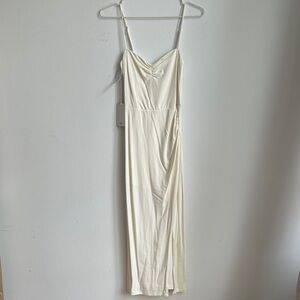 Wilfred Cream Midi Slip Dress with Spaghetti Straps